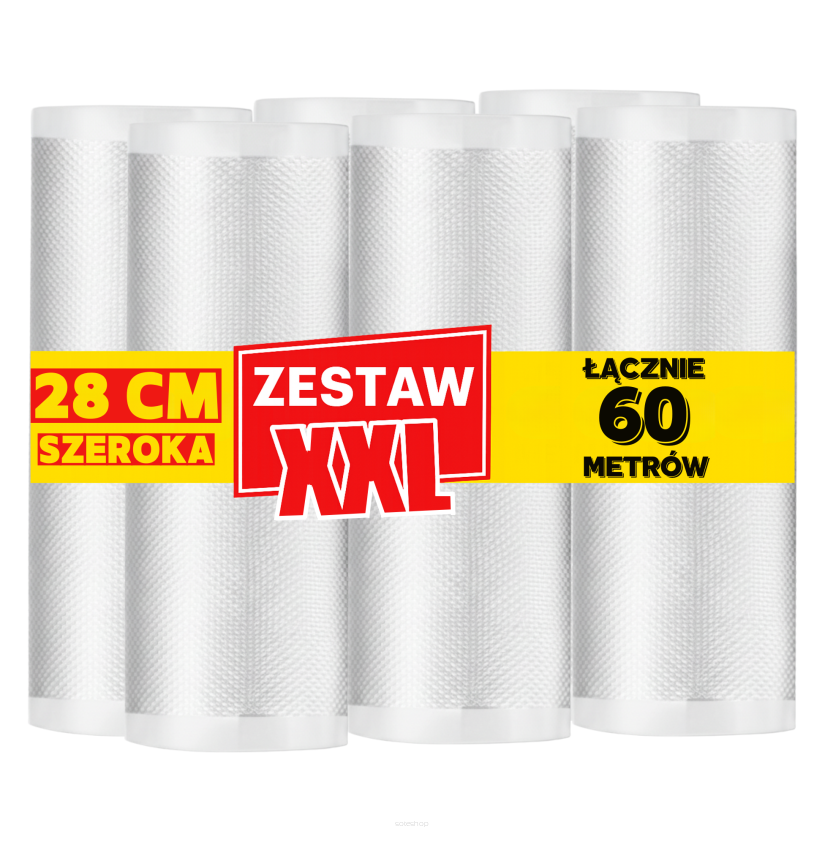Zestaw 60 metrów, folia moletowana szerokość 28 cm w rękawie