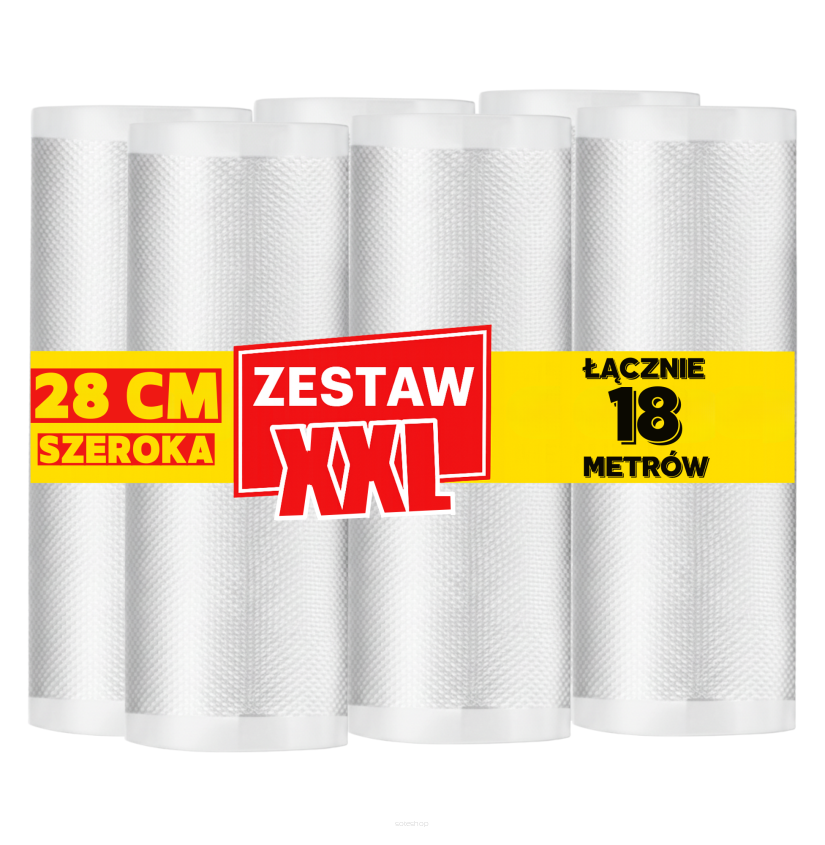Zestaw 18 metrów, folia moletowana szerokość 28 cm w rękawie