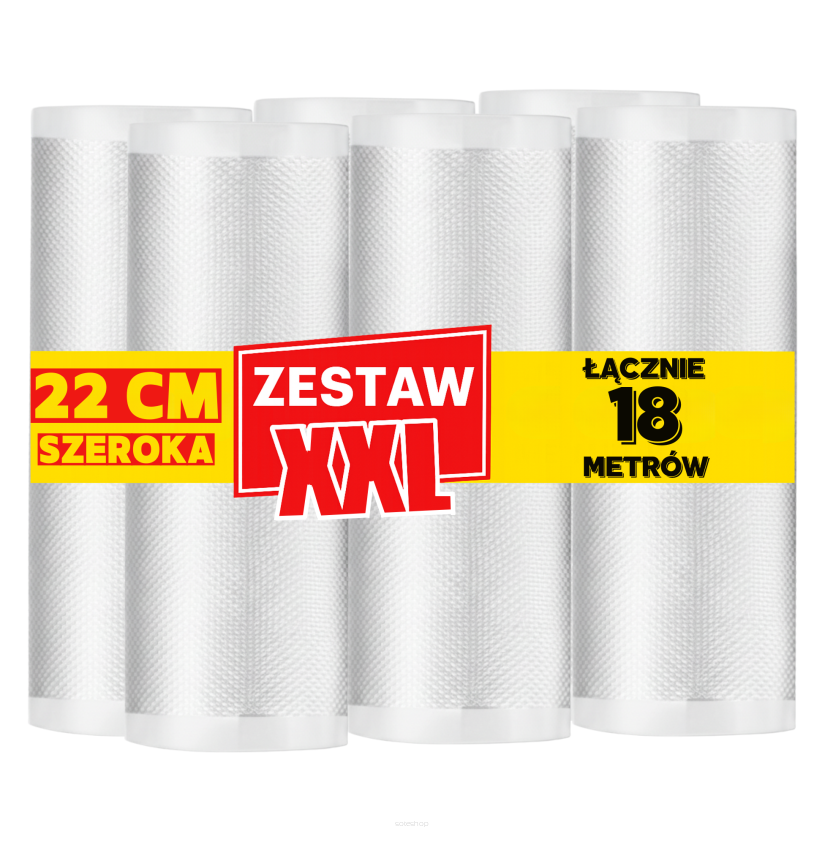 Zestaw 18 metrów, folia moletowana szerokość 22 cm w rękawie