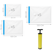 Worki próżniowe na ubrania duży zestaw 15 szt. zestaw z pompką ręczną (5x 60x50 cm, 5x 100x70 cm, 5x 120x80 cm) - 2