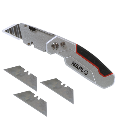 Nóż metalowy składany do cięcia z chowanym ostrzem + wkrętak