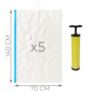 WORKI PRÓŻNIOWE WISZĄCE 140 x 70 CM ZESTAW 5 SZTUK + POMPKA GRATIS, NA UBRANIA, KURTKI, BLUZY, GARNITURY, DO SZAFY, GARAŻU, PIWNICY, NA STRYCH MOCNE GRUBE - 2