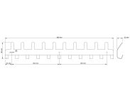 Wieszak 600 mm z 21 uchwytami, haczykami, kolor biały przykręcany - 2