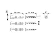Wieszak 600 mm z 21 uchwytami, haczyk, kolor czarny przykręcany - 4