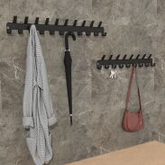 Wieszak 600 mm z 21 uchwytami, haczyk, kolor czarny przykręcany - 6