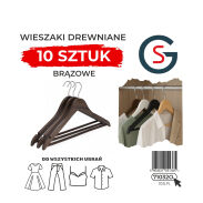 WIESZAK DREWNIANY BRĄZOWY NA UBRANIA ZESTAW X10 WIESZAKI DREWNIANE - 3
