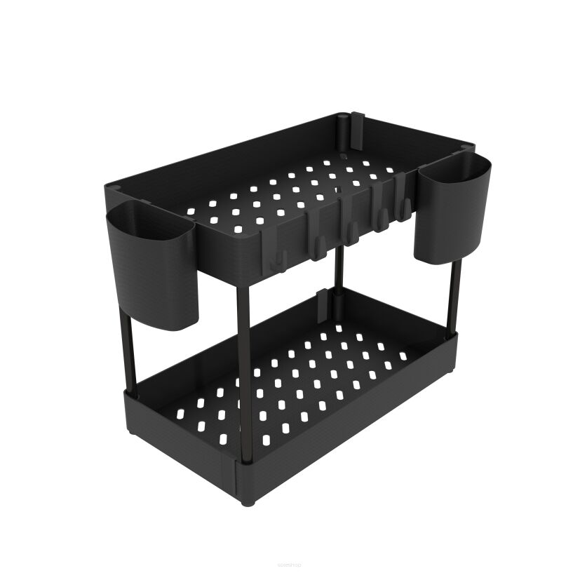 Organizer 2 poziomowy do kuchni czarny, pod szafkę