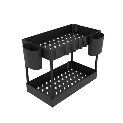 Organizer 2 poziomowy do kuchni czarny, pod szafkę