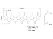 Wieszak 340 mm z 11 uchwytami, haczyk, kolor czarny przykręcany - 2