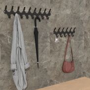 Wieszak 340 mm z 11 uchwytami, haczyk, kolor czarny przykręcany - 6