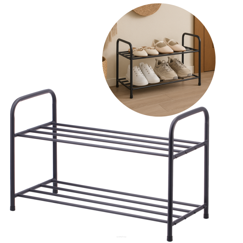 Półka na buty stojak regał organizer metalowy 2 półki loft do przedpokoju