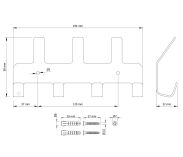 Wieszak 194 mm z 7 uchwytami, haczykami, kolor biały przykręcany - 2