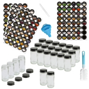 Zestaw 24 okrągłych słoiczków 120 ml na przyprawy do kuchni + naklejki - 5