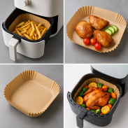WKŁAD AIR FRYER PAPIER DO FRYTKOWNICY BEZTŁUSZCZOWEJ 22x14 CM, 100 SZTUK - 5