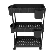 Organizer 3 poziomowy do kuchni, łazienki czarny na kółkach - 4