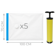 WORKI PRÓŻNIOWE WISZĄCE 100 x 70 CM ZESTAW 5 SZTUK + POMPKA GRATIS, NA UBRANIA, KURTKI, BLUZY, GARNITURY, DO SZAFY, GARAŻU, PIWNICY, NA STRYCH MOCNE GRUBE - 2