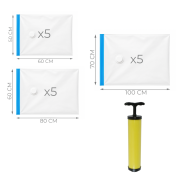 Worki próżniowe na ubrania duży zestaw 15 szt. zestaw z pompką ręczną (5x 60x50 cm, 5x 80x60 cm, 5x 100x70 cm) - 2