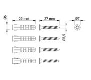 Wieszak 828 mm z 29 uchwytami, haczykami, kolor biały przykręcany - 4