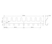 Wieszak 484 mm z 17 uchwytami, haczyk, kolor czarny przykręcany - 2