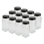 Stojak na przyprawy - zestaw 12 kwadratowych słoiczków 120 ml na przyprawy do kuchni wraz ze stojakiem - 4