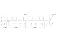 Wieszak 484 mm z 17 uchwytami, haczykami, kolor biały przykręcany - 2