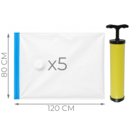 WORKI PRÓŻNIOWE 120 x 80 CM ZESTAW 5 SZTUK + POMPKA GRATIS, NA UBRANIA, KOCE, POŚCIEL DO SZAFY, GARAŻU, PIWNICY, NA STRYCH MOCNE GRUBE - 2