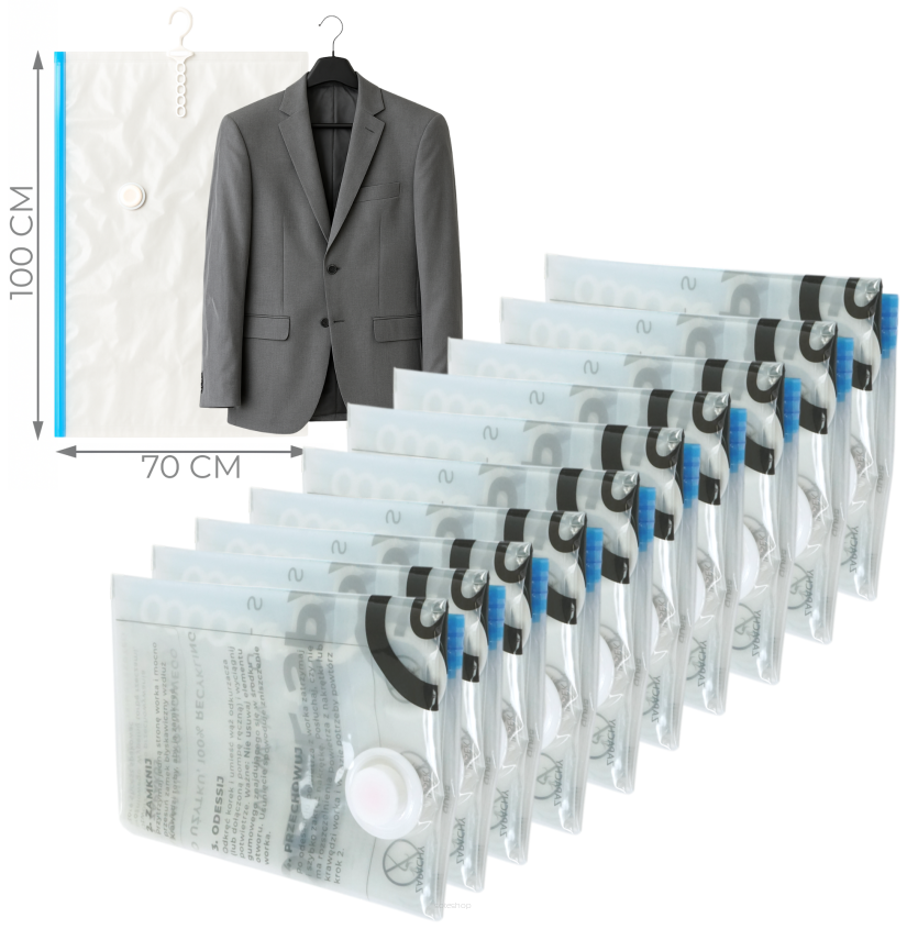 WORKI PRÓŻNIOWE 100 x 70 CM 10 SZTUK, NA KURTKI, GARNITURY, DO SZAFY MOCNE GRUBE