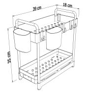 Organizer 2 poziomy do kuchni czarny, pod szafkę z 1 szufladą + 2 kubki i 4 haczyki - 2