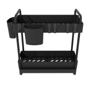 Organizer 2 poziomy do kuchni czarny, pod szafkę z 1 szufladą + 2 kubki i 4 haczyki - 4