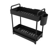 Organizer 2 poziomy do kuchni czarny, pod szafkę z 1 szufladą + 2 kubki i 4 haczyki - 3