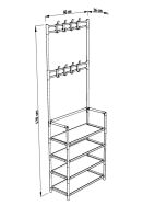 Stojak, wieszak z 4 półkami z włókniny, loft do przedpokoju - 2