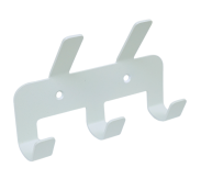 Wieszak 136 mm z 5 uchwytami, haczykami, kolor biały przykręcany - 3