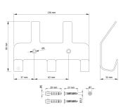 Wieszak 136 mm z 5 uchwytami, haczykami, kolor biały przykręcany - 2