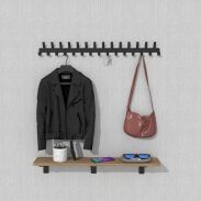 Wieszak 828 mm z 29 uchwytami, haczykami, kolor czarny przykręcany - 5