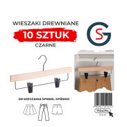 WIESZAK DREWNIANY NA SPODNIE NATURALNY ZESTAW X10 WIESZAKI Z KLIPSAMI - 3