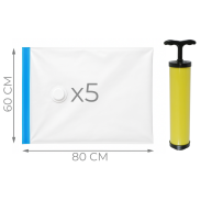 WORKI PRÓŻNIOWE 80 x 60 CM ZESTAW 5 SZTUK + POMPKA GRATIS, NA UBRANIA, KOCE, POŚCIEL DO SZAFY, GARAŻU, PIWNICY, NA STRYCH MOCNE GRUBE - 2